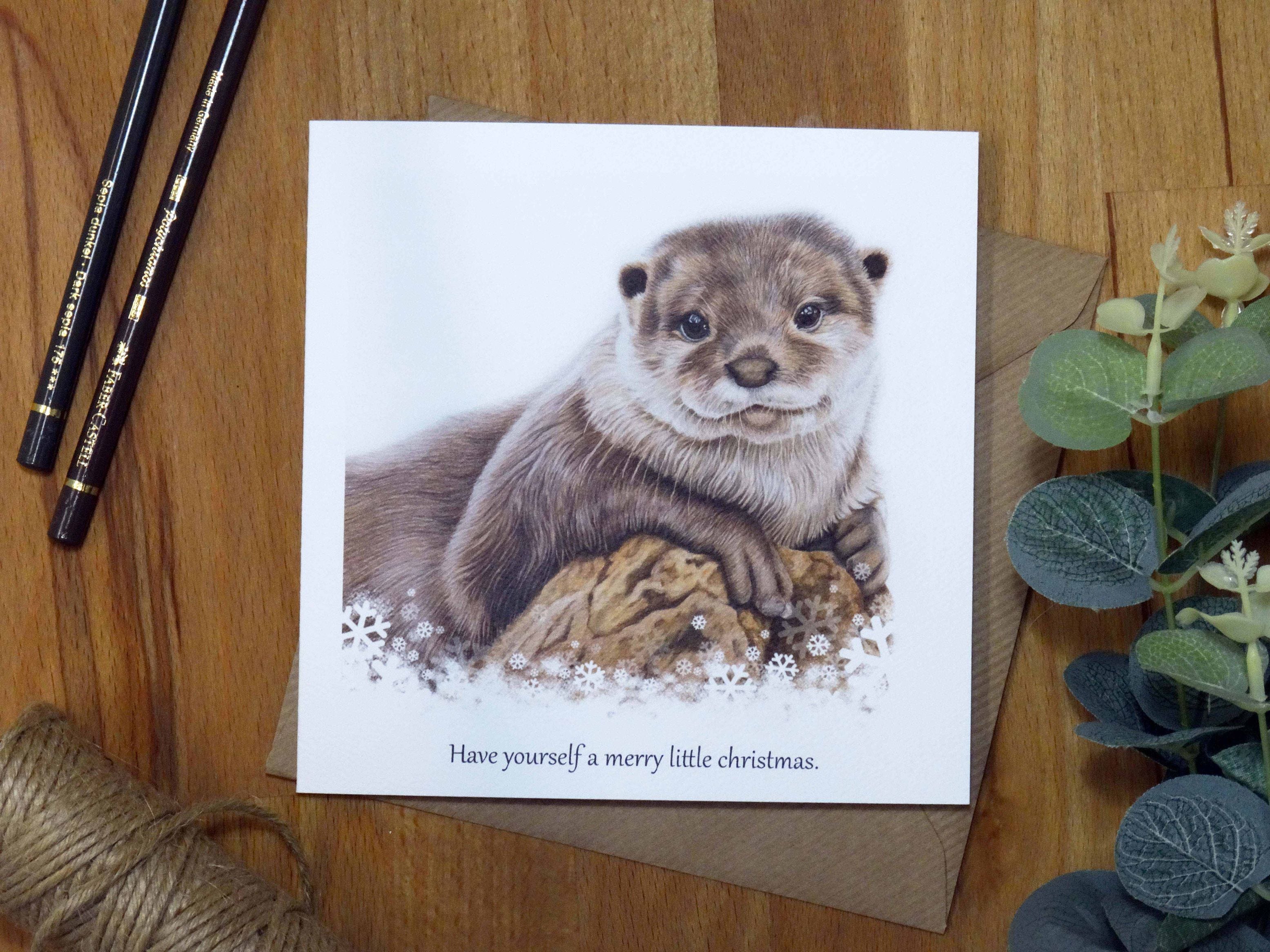 Otter Christmas Card Jess Myers Art