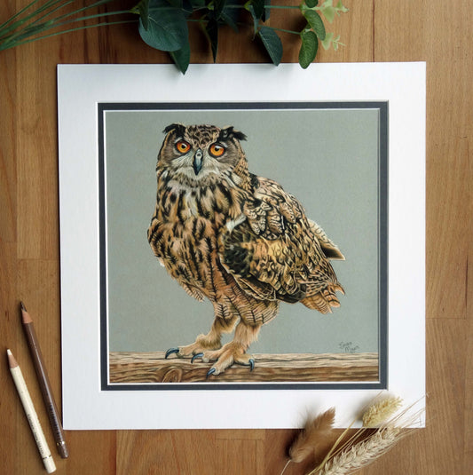 Large "Eurasian Eagle Owl" Giclée Print