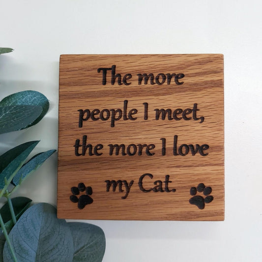 "Love my Cat" - Oak Coaster